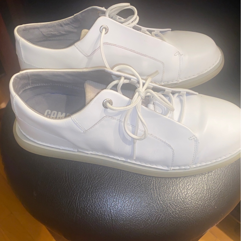 Used - CAMPER Nixie Leather Derby Men Shoes Whitecaps New Condition White